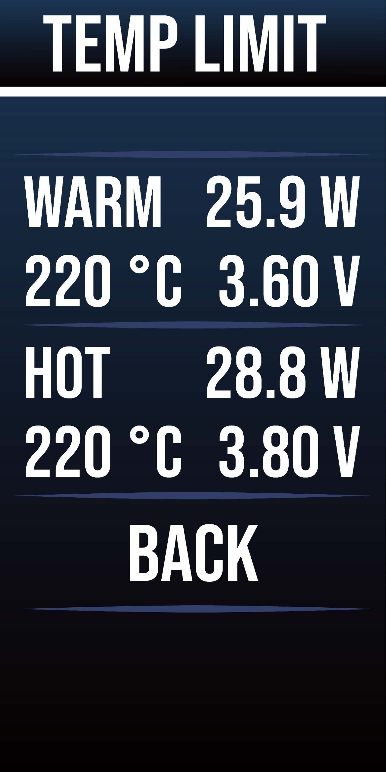 Paramétrage des presets contrôle température de la YiHi SL Class V2 - Ecran 2